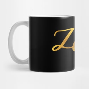 Zoey Name Hand Lettering in Faux Gold Letters Mug